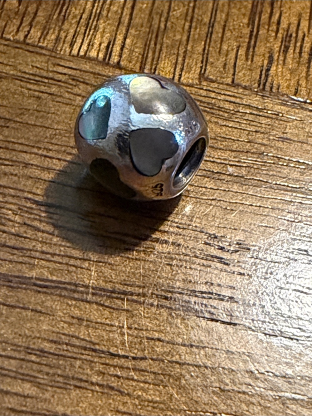Pandora Silver Heart Accent Bead Charm - Sterling Style with opal hearts